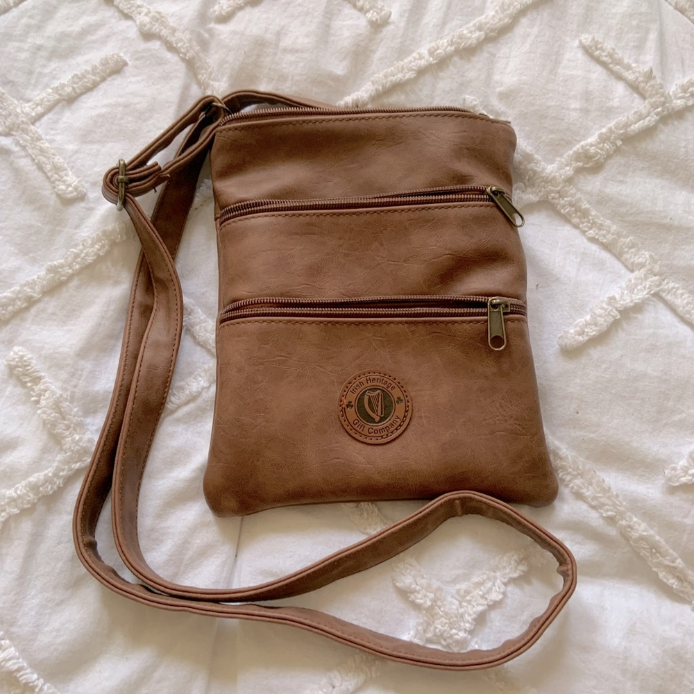 Faux leather crossbody brown handbag